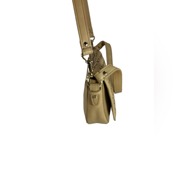 Vintage COLE HAAN beige leather woven shoulder bag crossbody - Picture 4 of 13